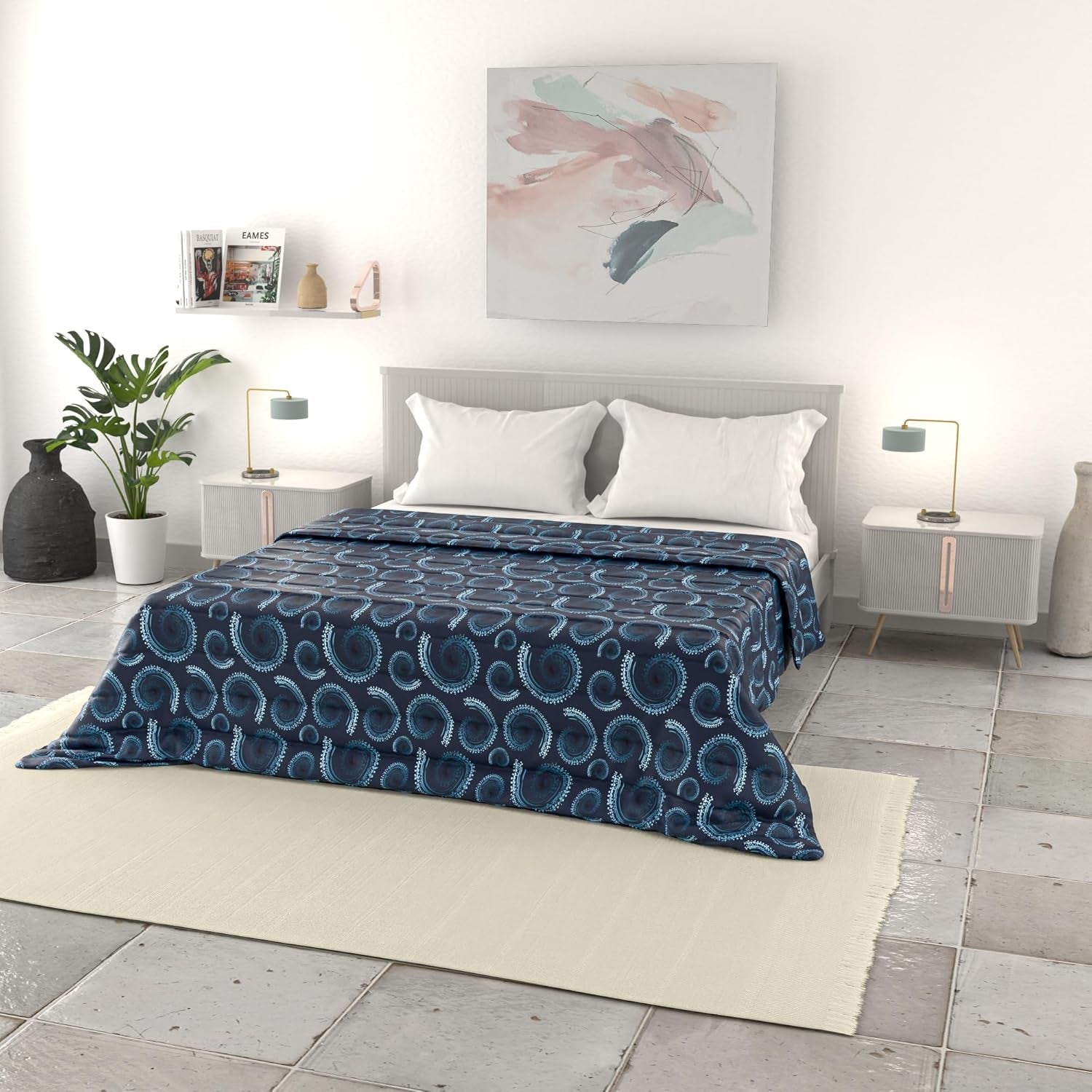 Italské povlečení základní letní přikrývka, potištěné mikrovlákno, 250X240Cm, kruh Přikrývky a přikrývky Naty Shop Vortex 250X240Cm