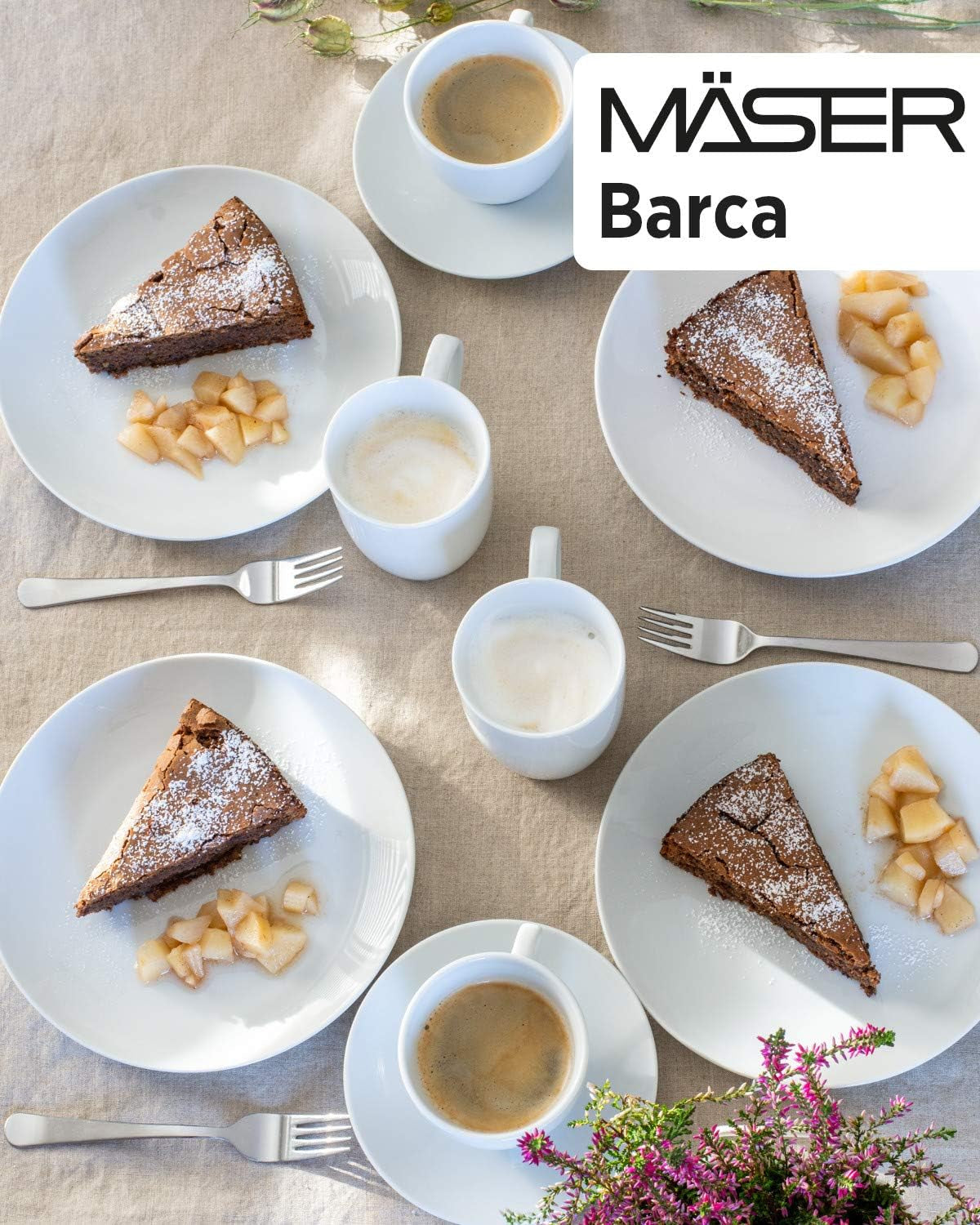 Sada nádobí Mäser Barca pro 6 osob, sada 12 kusů, porcelán, bílá