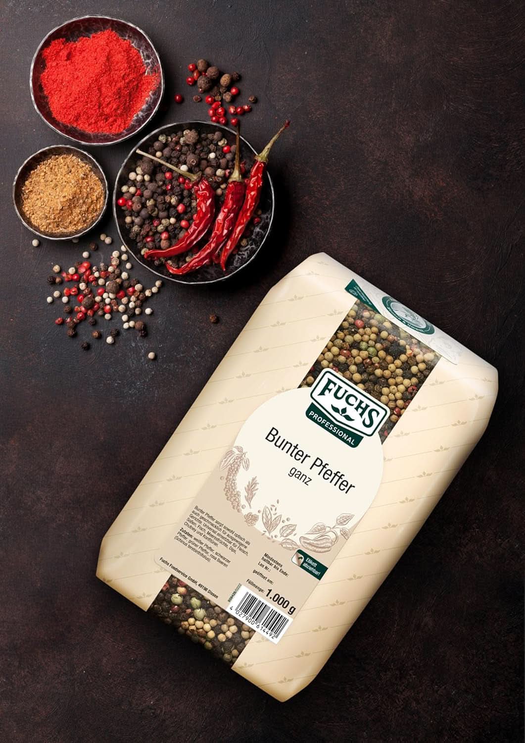 Fuchsův barevný pepř celý, 1 kg Condimente Naty Shop