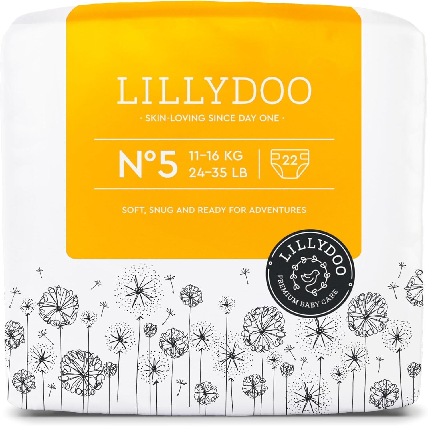 Dětské plenky LILLYDOO šetrné k pokožce – velikost 3 (6–10 kg), 29 kusů, spolehlivá ochrana proti vytečení, měkké, bez parfemace a bez mléka pro citlivou pokožku, dermatologicky testováno