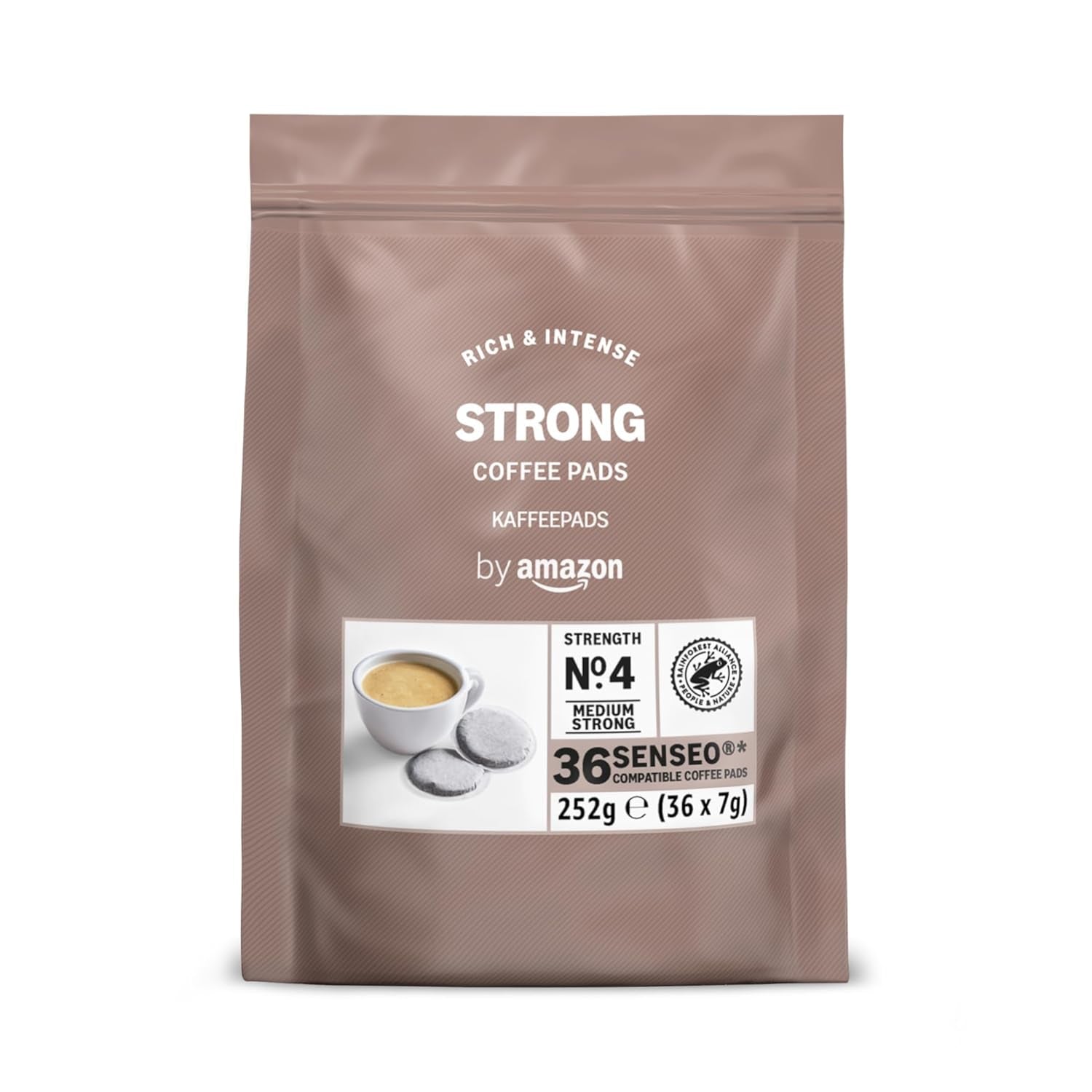 od Amazon Starke Pads, geeignet für Senseo-Maschinen, 36 Stück (1 Packung mit 36 ​​​​Stück) – Rainforest Alliance-zertifiziert