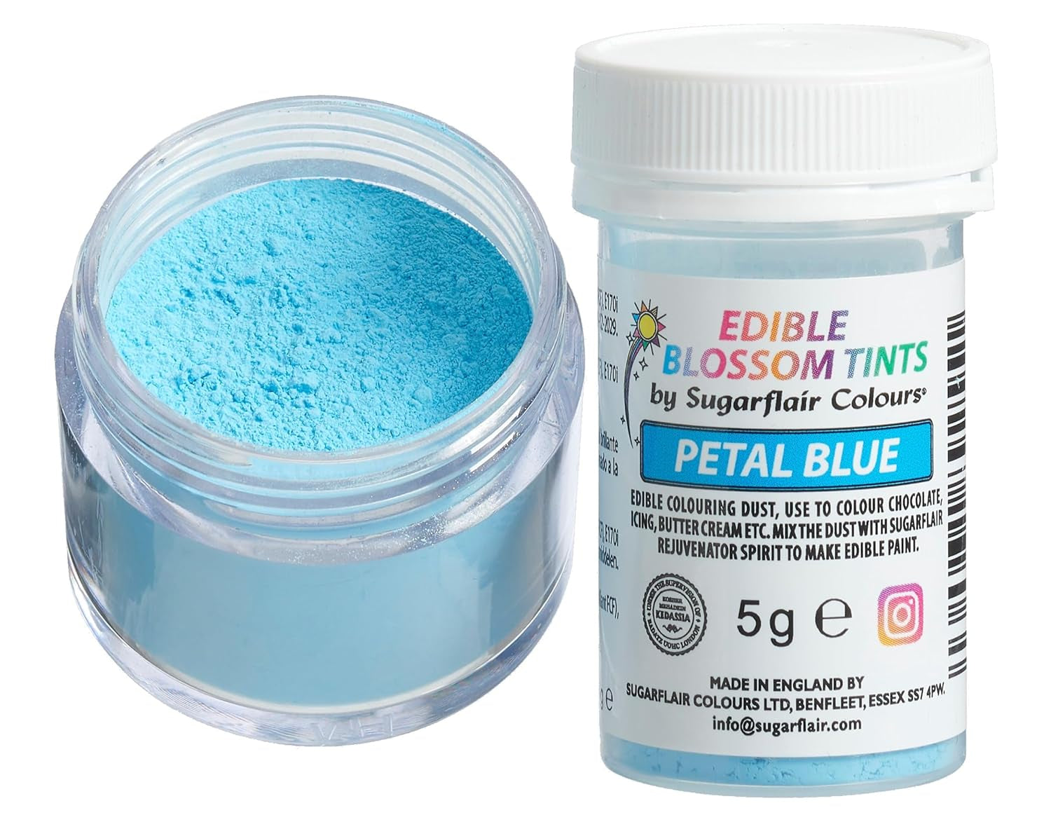 Sugarflair Blossom Tint Dust Petal Blue Food Coloring Powder – potravinářský prášek pro ozdoby dortů, fondán, polevu, čokoládu, máslový krém, makronky a další – 5G
