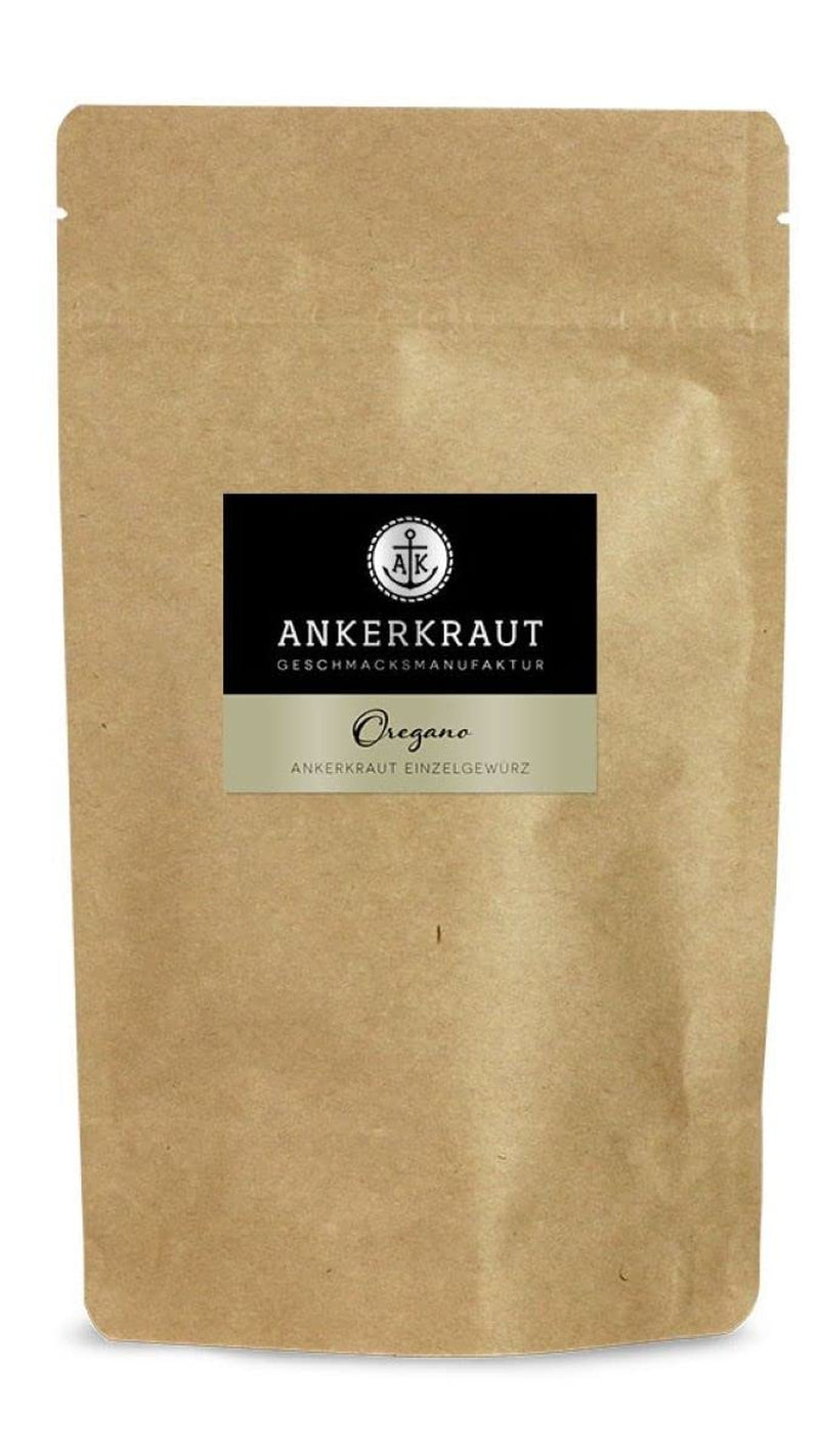 Ankerkraut Oregano Gewürz, sušený gerebelt, ideální pro Pizza polévka Rajčata a ryby, Kräuter zum Würzen, Středomořská kuchyně Küche für zu Hause, Lecker Kochen, 20 g im Korkenglas