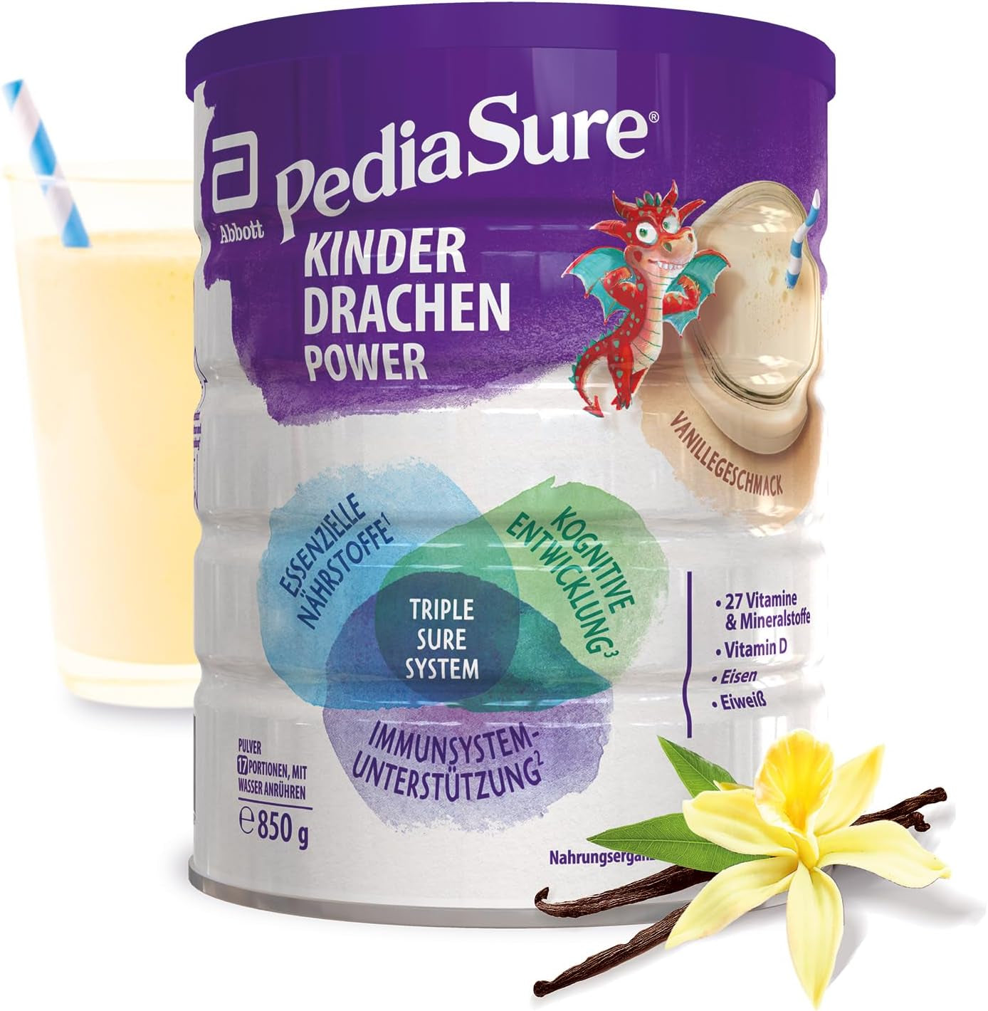 Pediasure Dragon's Power, Doplněk výživy pro děti od 1 roku, 27 vitamínů a minerálů Naty Shop Vanilla