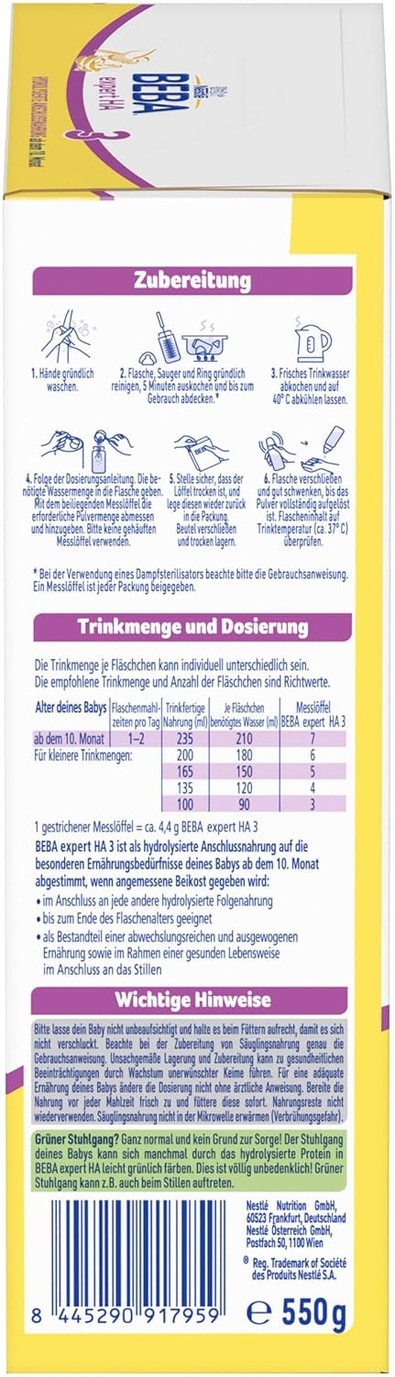 BEBA expert HA 3 Hydrolyzované pokračovací mléko, od 10 měsíců, 1 balení (1 x 550 g)