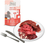 MjAMjAM - prémiové mokré krmivo pro kočky - smíšené balení I - kuře, hovězí maso, srdíčka 12 balení (12 x 125 g), bez obilovin s extra masem