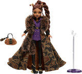 Panenka Monster High Dům vlků Clawdeen Wolf Sběratelská figurka s umělou kožešinou Žakárový kabát Purpurová bunda Šaty Zlaté Kalhoty a doplňky JDR66
