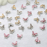 Mini Butterfly Zirkonové řetízky na klíče na nehty Y2K Bílá šampaňská Růžová drahokamu Crystal Butterfly Key Chains Nehty 3D Butterfly Design nehtů Klíčenky Butterfly Nails Dekorace Nail Art Klíčenky Nehtové doplňky