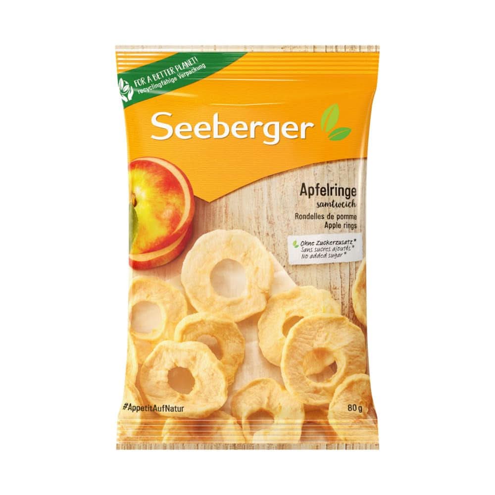 Seeberger, sušené plátky jablek nejvyšší kvality, bez přidaného cukru, 10 x 80 gramů Naty Shop dehydratované produkty 10 x 80 gramů