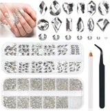 2630ks AB Crystal šumivé kameny na nehty, 120 12 typů Velké šumivé kameny + 2510 6 velikostí Kulaté skleněné kamínky K9 na nehty, kamínky, vzory na nehty, kouzla na nehty pro Face Art
