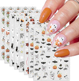 Nagelsticker Halloween, 8 Blätter Halloween Nagel Sticker, Kürbis Nail Sticker, Nail Art, Nagel Charms, Nagel Zubehör, Nageldesign, Vánoce (Typ A)