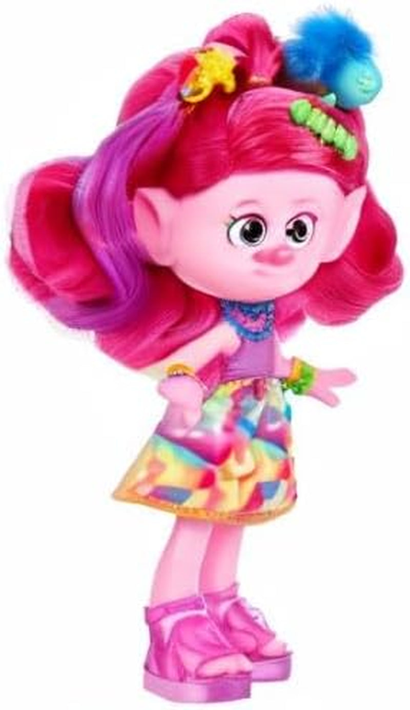 Mattel DREAMWORKS Trolls Together Strong - Vlasová panenka Queen Poppy Fashion - 15+ doplňků, třpytivý hřeben, omyvatelný třpytivý gel, pro věk 3+, panenky Naty Shop HNF25