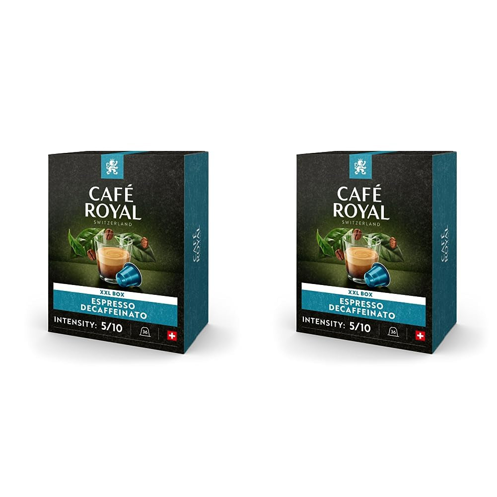 Café Royal Espresso Decaffeinato 36 kapes pro kávovar Nespresso Kaffee Maschine - 5/10 Intensität - UTZ-zertifiziert Kaffeekapseln aus Aluminum (Backung mit 2)