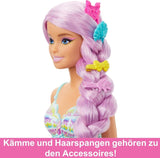 Panenka Barbie mořská víla – s dlouhými růžovými vlasy a vlastními stylingovými doplňky, včetně kartáče, krásné mušle a růžových ploutví, pro děti od 3 let, HRR00 Naty Shop Dolls