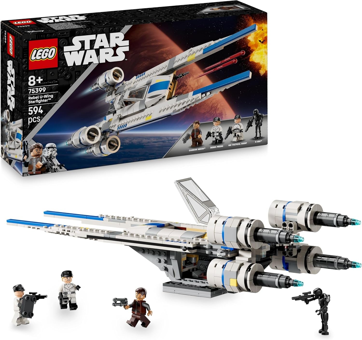 LEGO Star Wars 75399 Rebel U-Wing Starfighter – Hračka s funkcí oscilujících křídel a 3 minifigurkami včetně Cassiana Andora a figurky droida K-2SO – Dárek pro chlapce ve věku 8+ a fanoušky Andora 2. série Stavebnice Beuche den LEGO-Store Výchozí název