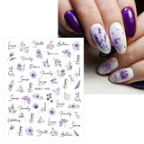 JMEOWIO Nálepka na nehty Blumen Frühling 9 Blatt Nálepka na nehty Selbtklebend Nagelaufkleber Buntes Letní Blumen Dekorace Nageldesign Zubehör