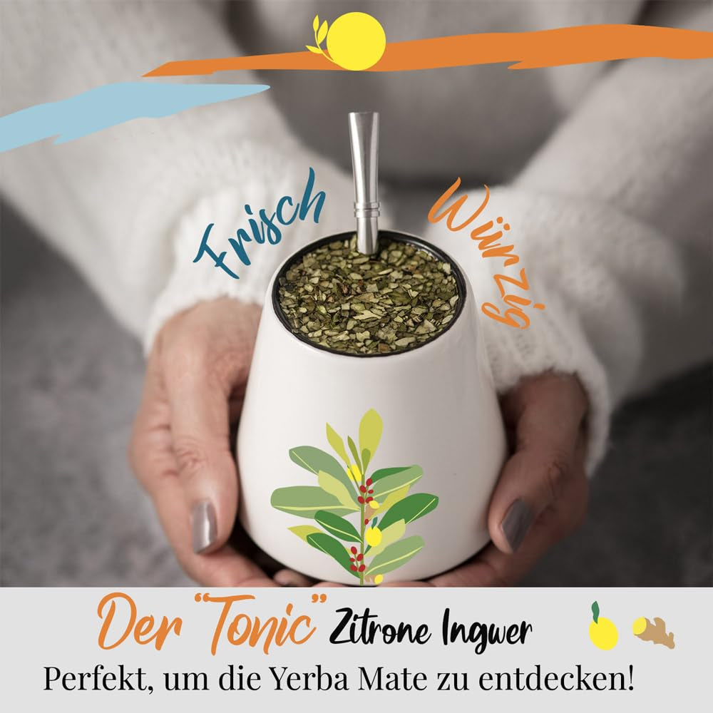 ORIGEENS BIO YERBA MATE S CITRONEM A ZÁZVOREM 200 G - Energizující čaj I Organický čaj Yerba Maté, nepražený, listy, bez stonků a prachu