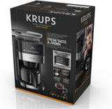 Krups Espresso kávovar KM8328 mletí s mlýnkem | 24hodinový časovač | Nádoba na obilí 180 g | Kapacita 1,25 l až pro 15 šálků kávy | Funkce automatického vypnutí | 3 nastavení mletí | Černý