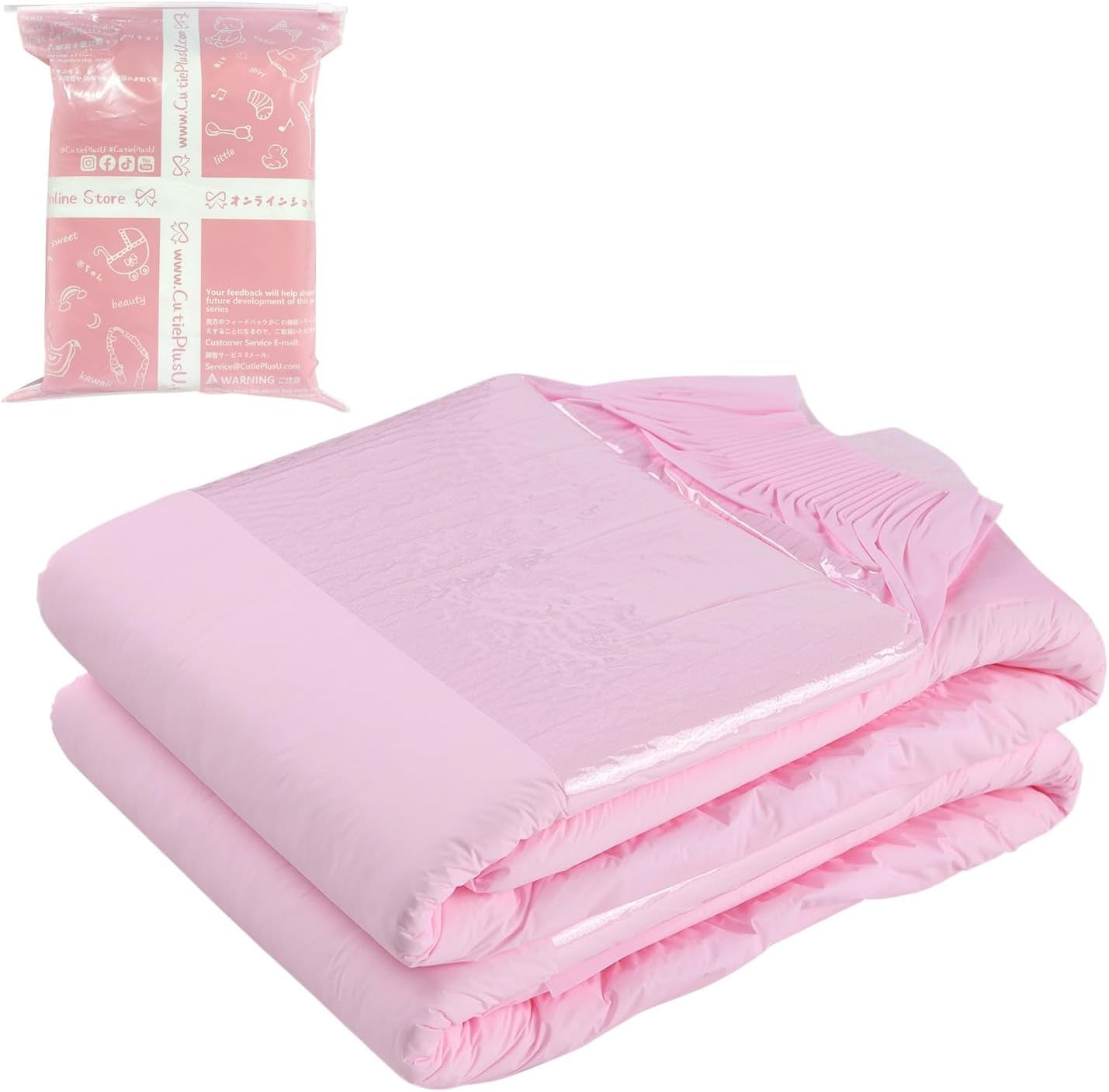 Plenky pro dospělé CutiePlusU, suchý povrch, maximální savost přes noc, jednorázová inkontinenční plenka - modrá, růžová, bílá, 3 balení (střední 71-96 cm)