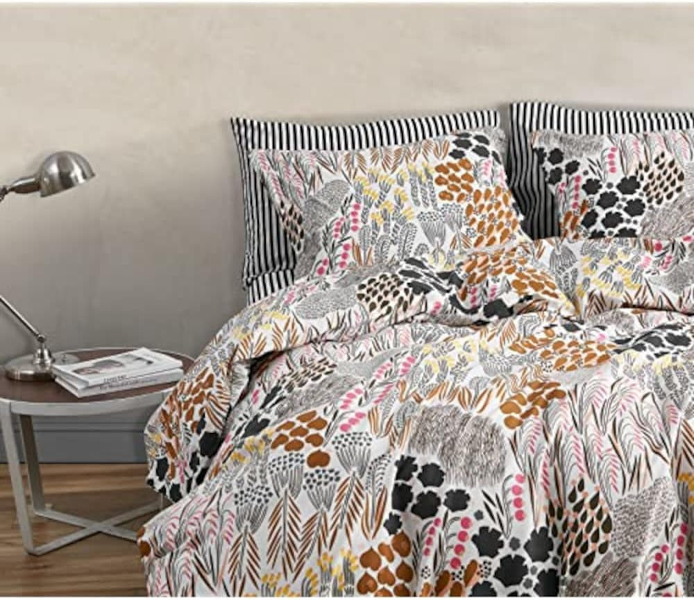 MARIMEKKO Queen ložní souprava, bavlněné perkálové povlečení s odpovídajícími povlaky na polštáře, celoroční domácí dekorace (Pieni Letto, vícebarevné, královna postel) Naty Shop Peřiny a přikrývky