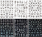 6 Blatt Schmetterling Samolepka na nehty Selbstklebend Laser Stříbrná Schmetterlings Nagelaufkleber 3D Aurora Stříbrná Schwarz Schmetterlinge Samolepky na nehty Frühling Nageldesign Samolepka na nehty Nail Art Zubehör