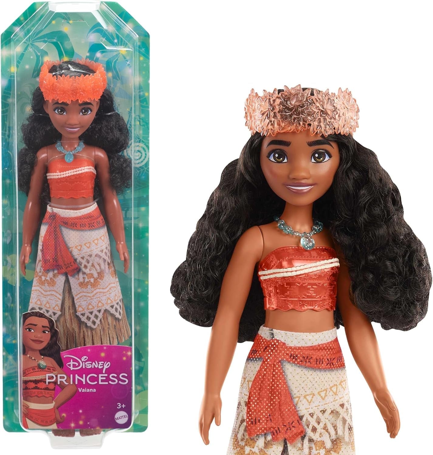 Mattel DISNEY Moana - Kloubová módní panenka s třpytivým outfitem, odnímatelnou čelenkou a náhrdelníkem, pro děti od 3 let, HPG68