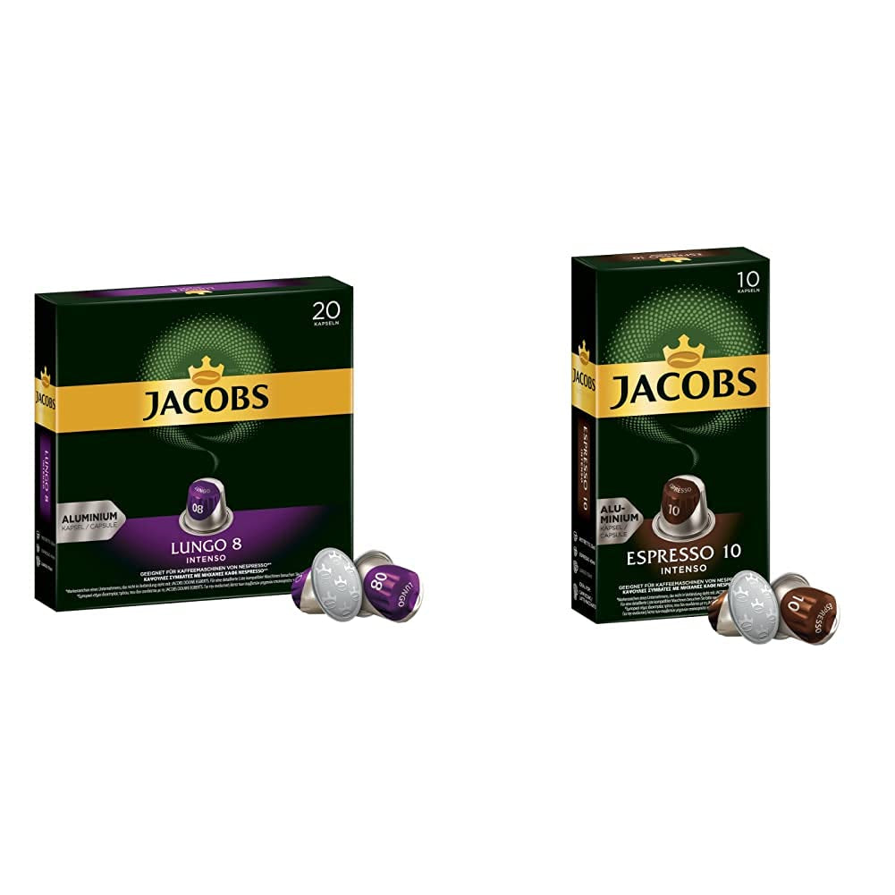 Kaffeekapseln Lungo Intenso, Intensität 8 von 12, 200 Nespresso®* kompatibilní Kapseln, 10 x 20 Getränke & Kapseln Espresso Intenso, Intensität 10 100 Nespresso®* kompatibilní Kaffeekapseln, 10x10