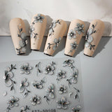 JMEOWIO 6 Blatt 3D Nálepka na nehty Blumen Nálepka na nehty Selbstklebend Nagelaufkleber 5D Stereoskopické Frühling Letní Blumen Dekorace Nageldesign Zubehör