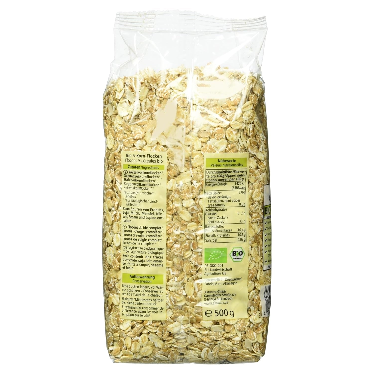 Bio 5-Kornflocken, 500G Cereálie Naty Shop