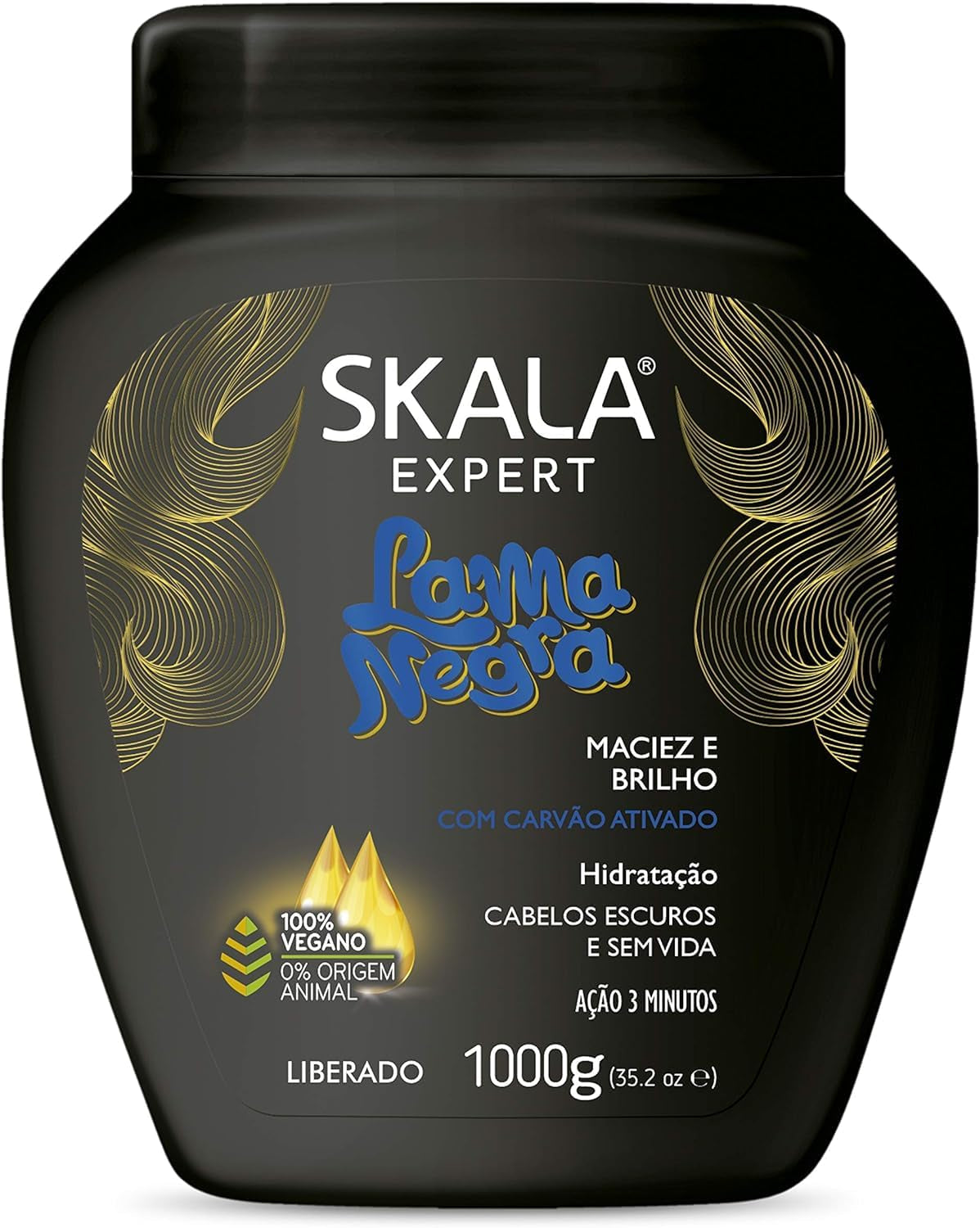 Creme de Tratamento Lama Negra 1 kg | Intenzivní péče pro všechny typy vlasů | Hydratační krém, vícebarevný, balení 1 kg Naty Shop Maska na vlasy Výchozí název