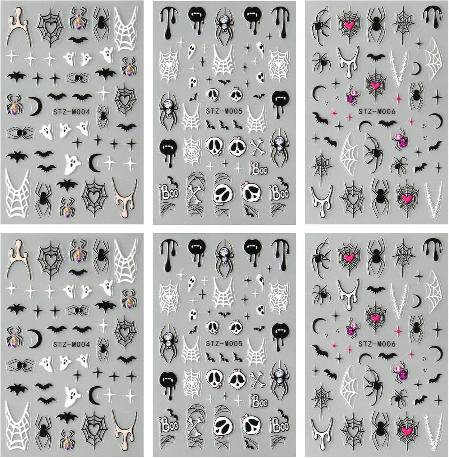 JMEOWIO Nálepka na nehty Halloween 6 Blatt Nálepka na nehty Selbtklebend Nagelaufkleber Dekoration Nageldesign Zubehör