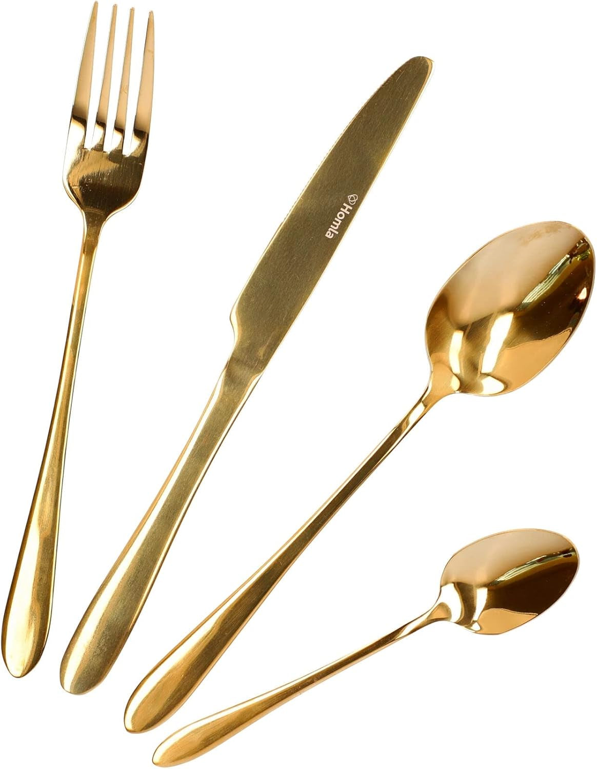 HOMLA Abele Besteckset Für Vier Personen 16-Teilig Edelstahl Hygienisch Elegant Leicht Zu Reinigen Zlatá kuchyně Naty Shop