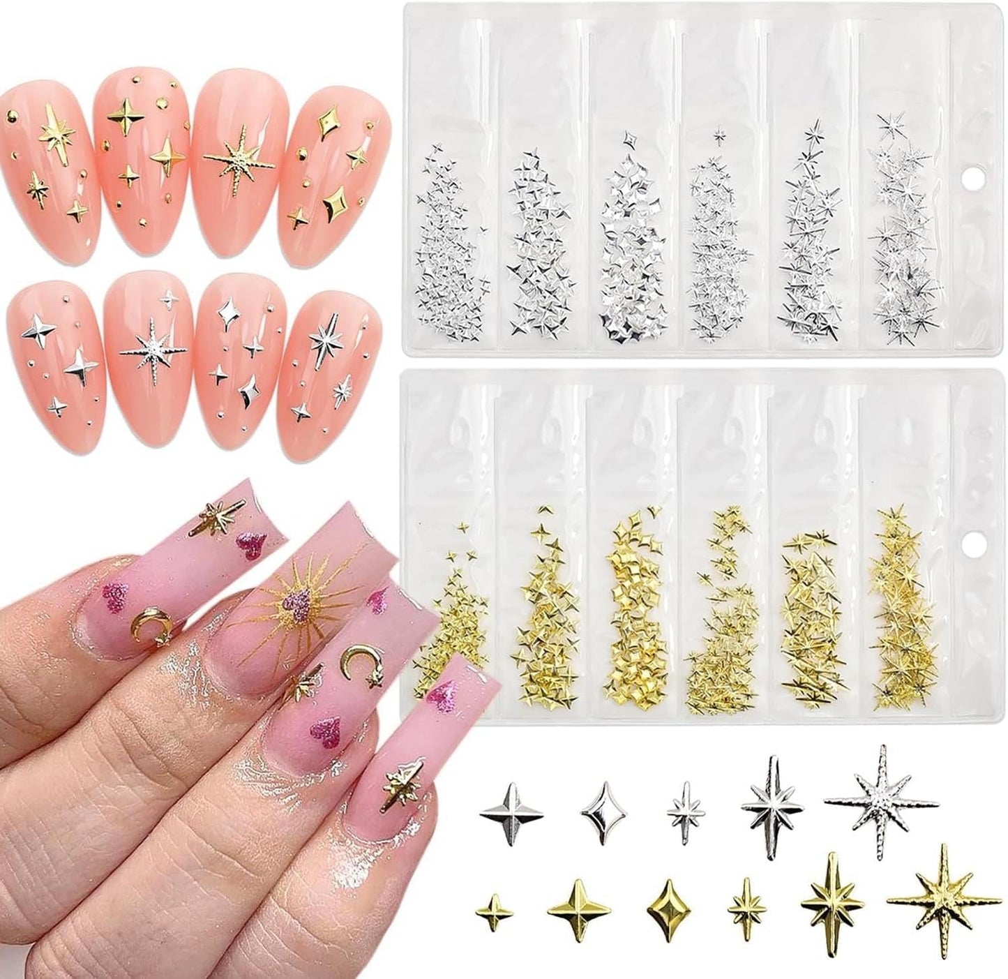 400 ks Stern Nail Charms Gold Silver, Charms Nägel Zubehör, Nagel Deko, Nail Art Zubehör, Nagel Charms, Nagel Steine, Nail Design, Charms Für Nägel