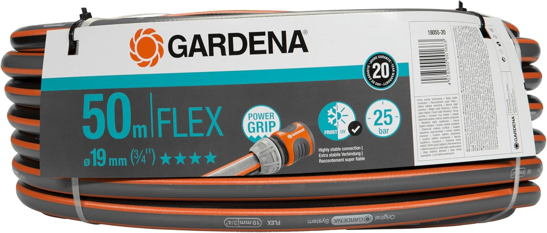 Hadice Gardena Comfort FLEX 19 mm (3/4 palce), 25 m: Flexibilní, rozměrově stabilní zahradní hadice s profilem Power-Grip, vyrobená z vysoce kvalitního spirálového materiálu, tlak při roztržení 25 barů, bez systémových součástí (18053-20)