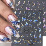 JMEOWIO Nálepka na nehty Marmor French Tip 8 Blatt Nálepka na nehty Selbtklebend Nagelaufkleber Dekoration Nageldesign Zubehör