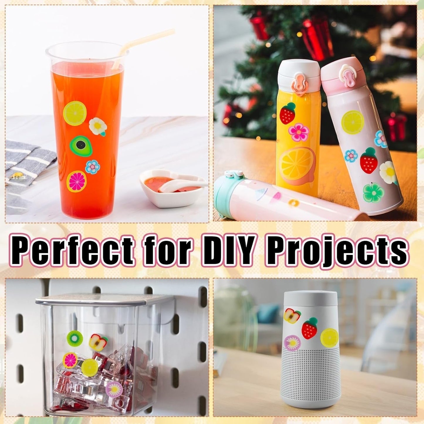 1000 Stk Nagel Obst Scheiben, Nagelkunst Fruchtscheiben Charms Roztomilé Obst-Blumen Charms Mix Set Mini 3D Obstscheibe Nail Art Zum Nagelkunst Handy Deko DIY Schleimbasteln Ornament Scrapbooking