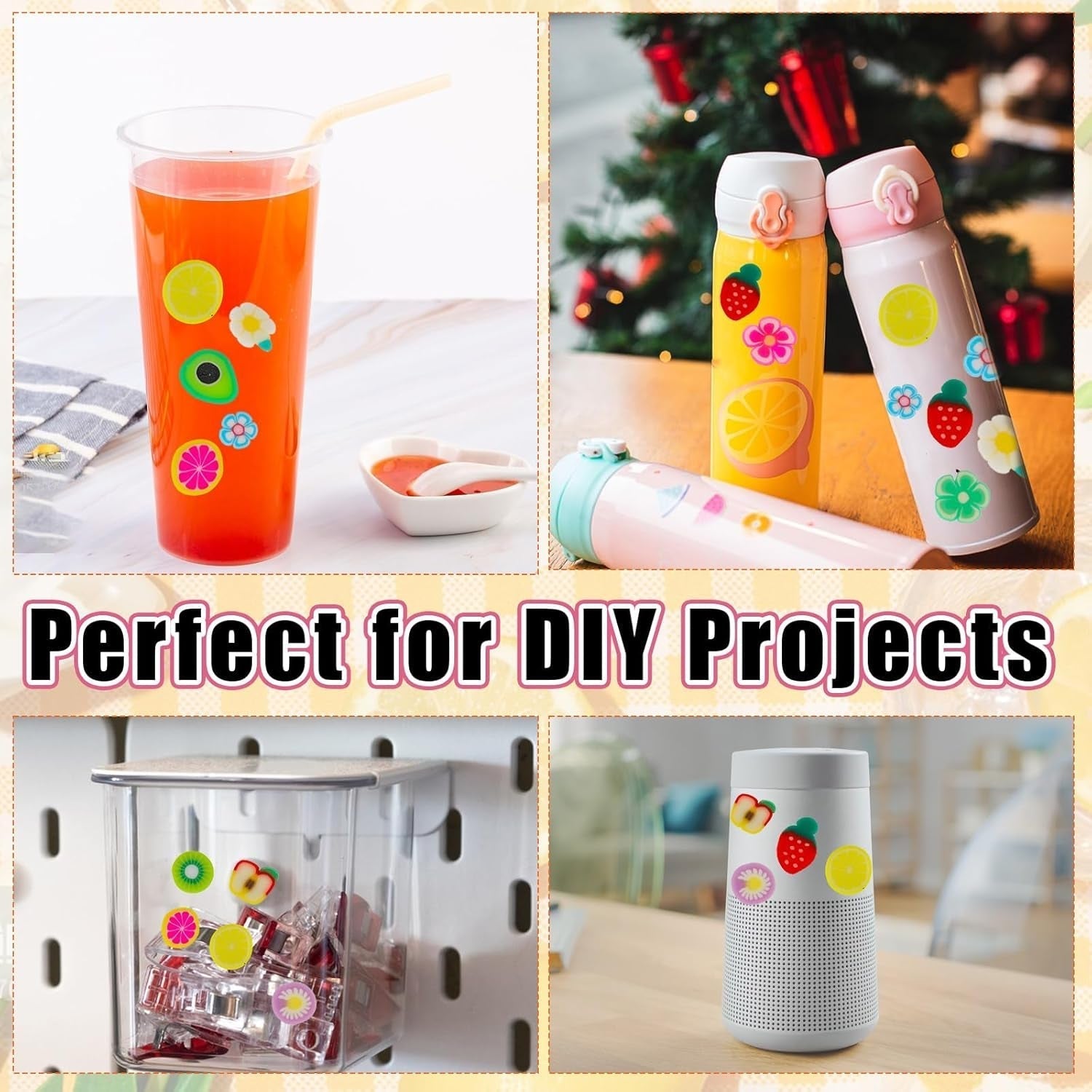 1000 Stk Nagel Obst Scheiben, Nagelkunst Fruchtscheiben Charms Roztomilé Obst-Blumen Charms Mix Set Mini 3D Obstscheibe Nail Art Zum Nagelkunst Handy Deko DIY Schleimbasteln Ornament Scrapbooking