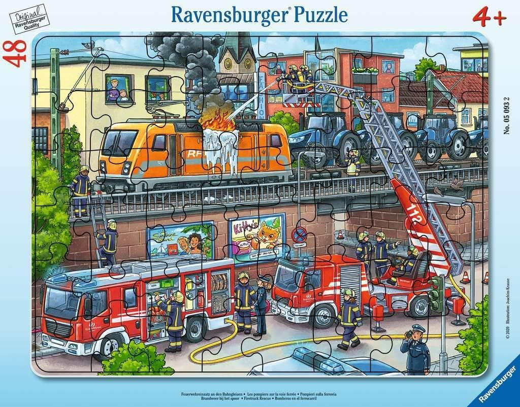 Dětské puzzle Ravensburger - 05093 Operace hasičů na železničních tratích - Puzzle pro děti od 4 let, se 48 dílky puzzle Naty Shop Transport
