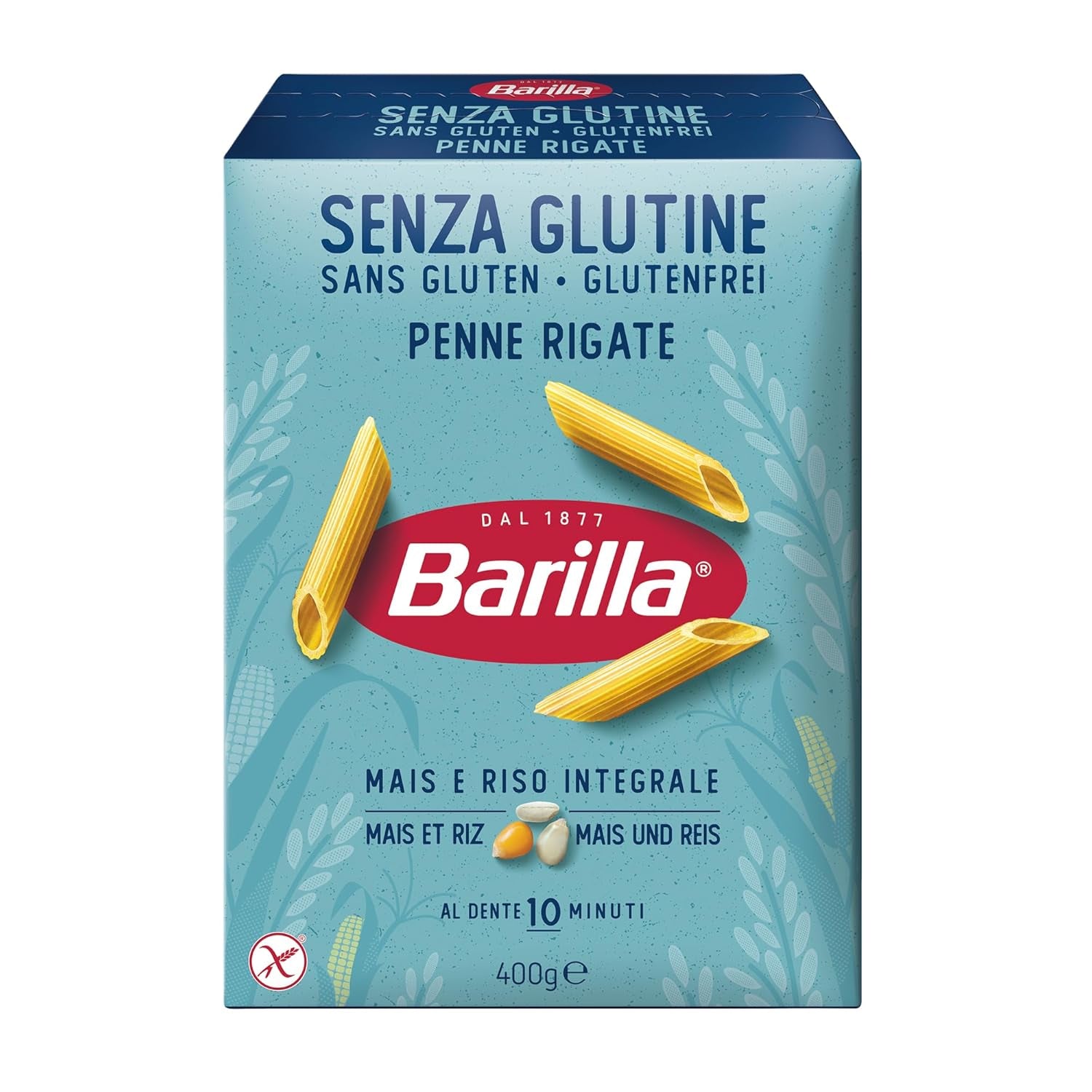 Bezlepkové těstoviny Penne Rigate Barilla z rýže a kukuřice – 1 balení (1 x 400g)