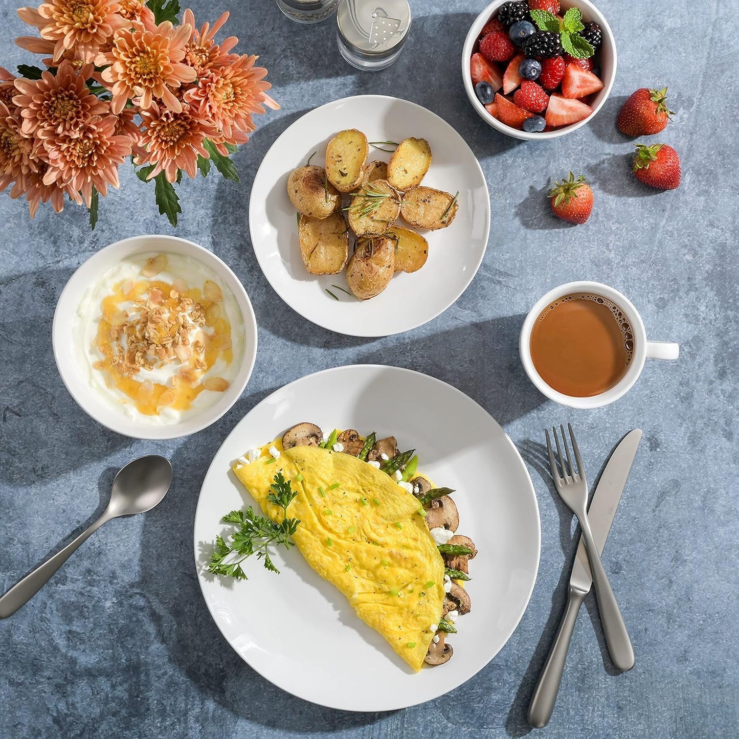 Porcelánová sada nádobí Zen Buffet, servis pro 6 (30 kusů), bílá (šálky)