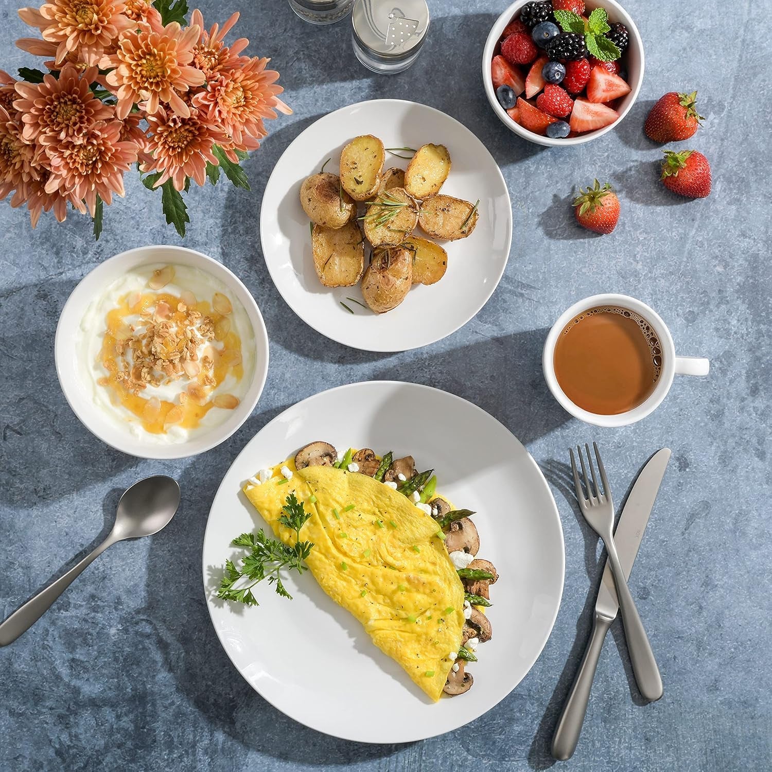 Porcelánová sada nádobí Zen Buffet, servis pro 6 (30 kusů), bílá (šálky)