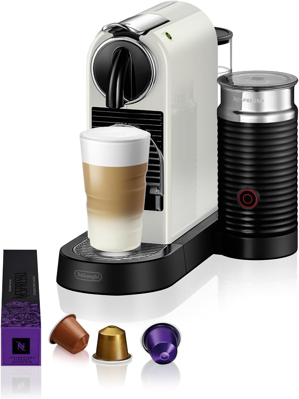 Nespresso EN167.W Citiz kávovar na kapsle, vysokotlaká pumpa a ideální regulace teploty, bez Aeroccino (napěňovač mléka), funkce úspory energie, 1260 W, krémově bílá, 37,4 x 11,9 x 25,5 cm