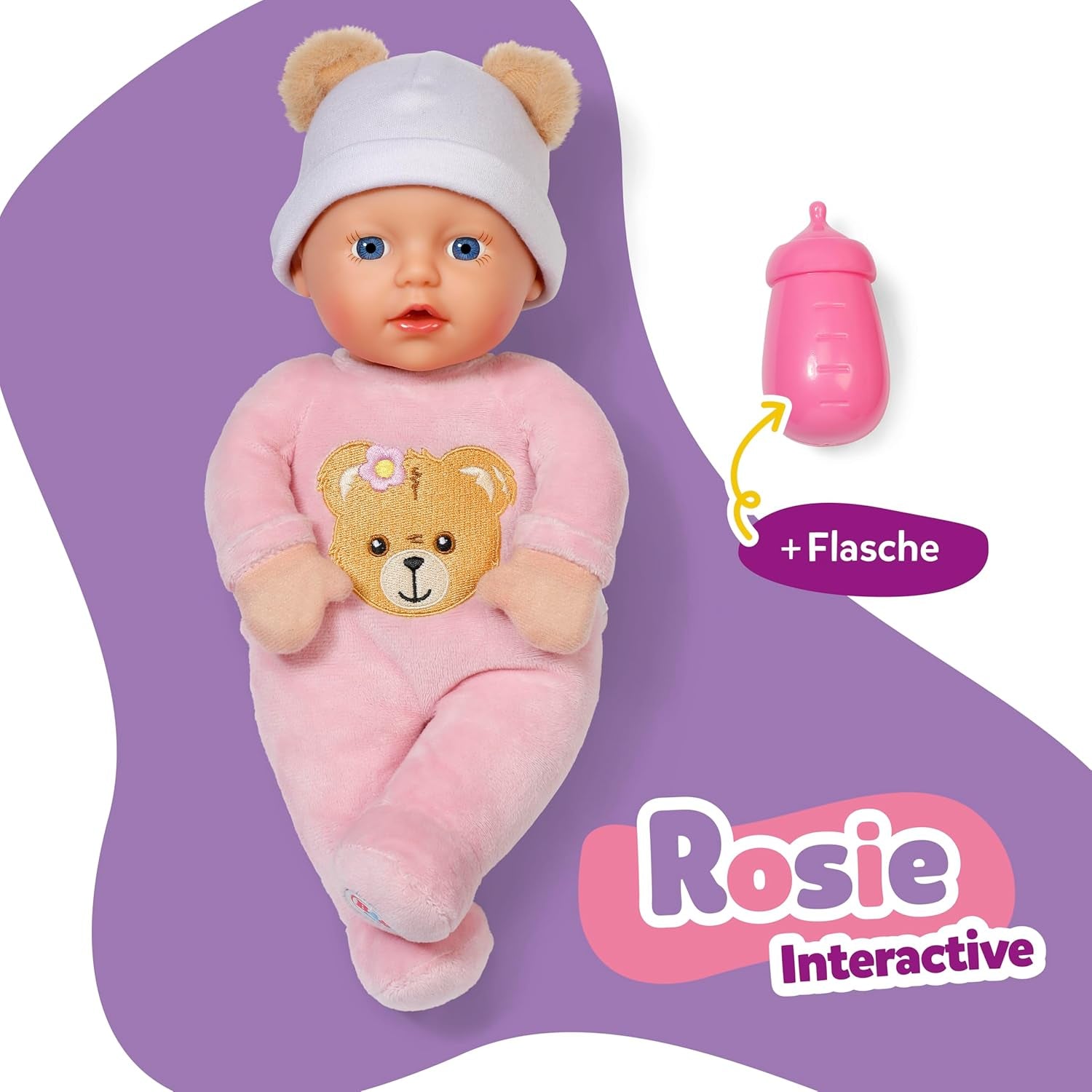 Baby Born Rosie měkká panenka 30 cm se 6 zvuky a lahvičkou, růžová