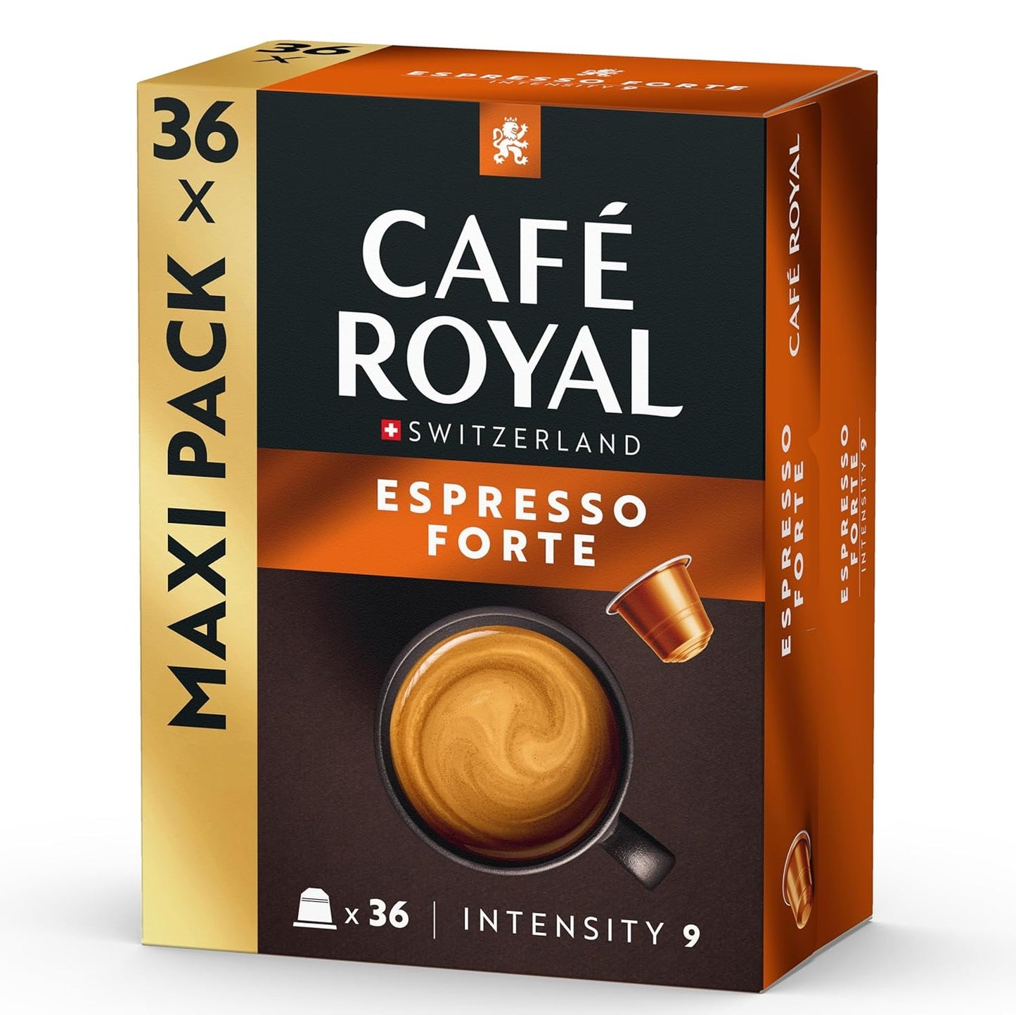 Café Royal Espresso Forte – kávové kapsle kompatibilní s Nespresso®, 100% Arabica, plná, středně pražená, intenzita 9/12, 36 kapslí