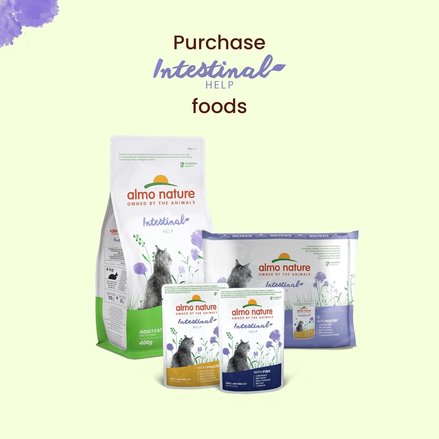 Almo Nature Functional - Intestinal Help - Mokré krmivo pro dospělé a zralé kočky s citlivými střevy - s drůbeží - podporuje mikrobiom - 70 g (balení 30 ks)
