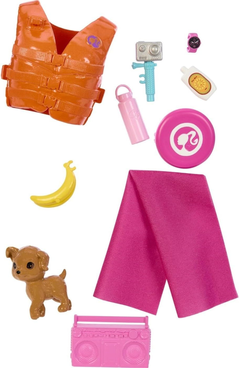 Panenka Barbie Surfer se surfovacím prknem a rukojetí, ručníkem a rádiem pro plážová dobrodružství a příběhy, klipy a popruhem na kotník pro realistické surfování, věk 3 a více, panenky Naty Shop HPL69