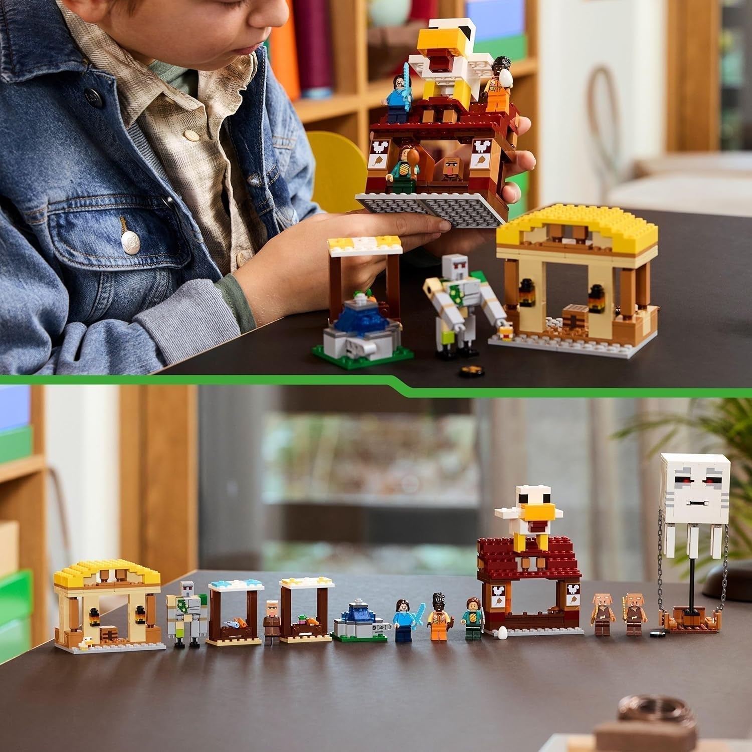 LEGO Minecraft Ghast Balloon Attack – Herní hračka pro děti – Videoherní stavebnice s domečkem, kuřetem a Golemem – Filmové zboží pro chlapce 10+ – 21273 stavebnic Beuche den LEGO-Store