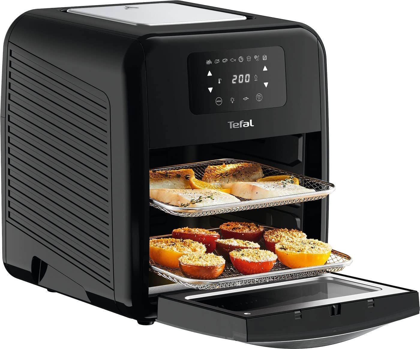 Horkovzdušná fritéza Tefal Easy Fry Trouba & Grill 9 v 1, 11 l pro 6 porcí, 7 příslušenství, 8 programů, recepty online Spotřebiče Naty Shop