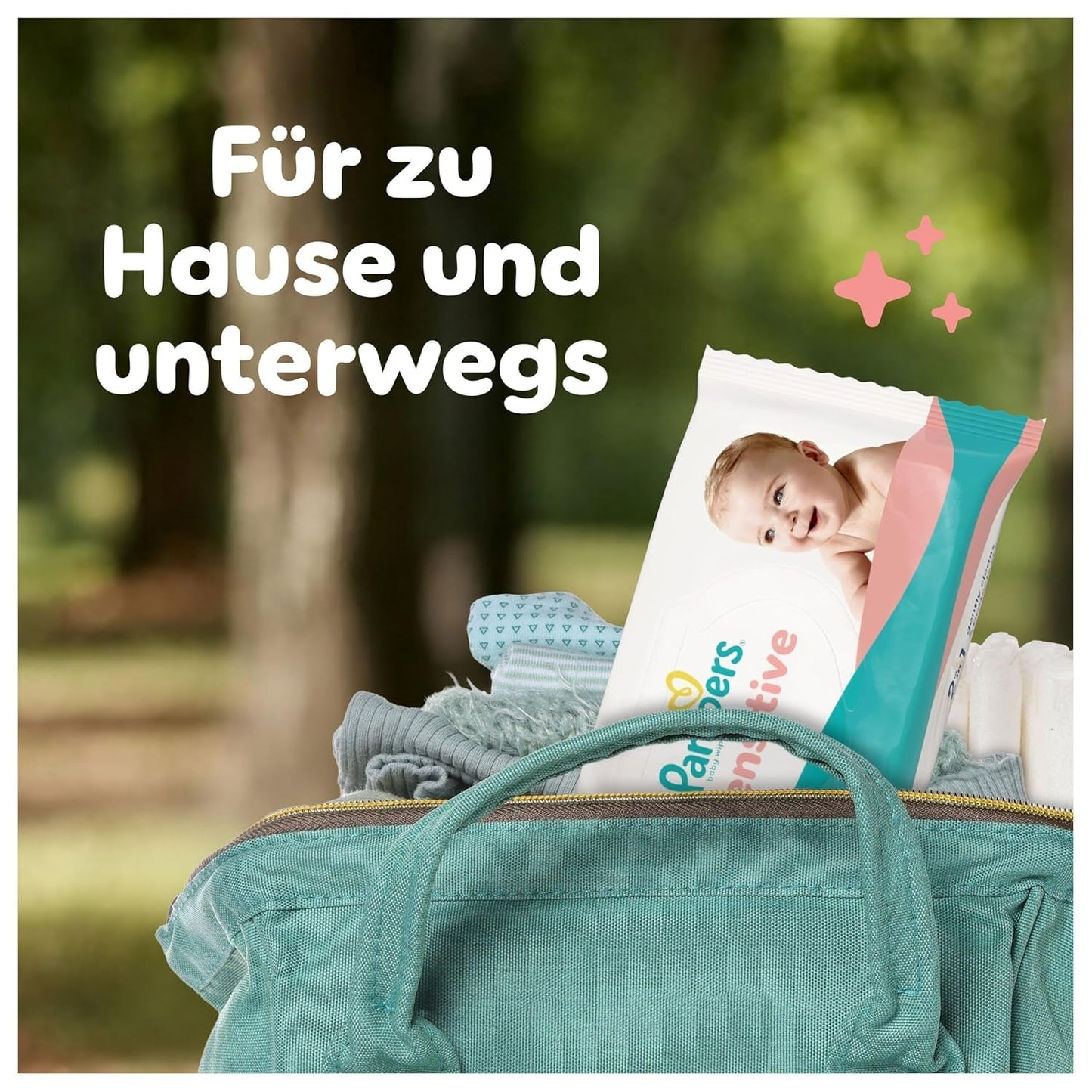 Vlhčené ubrousky Pampers Sensitive, 6 balení po 80 ubrouscích = 480 ubrousků, neparfemované, pro jemné, šetrné čištění