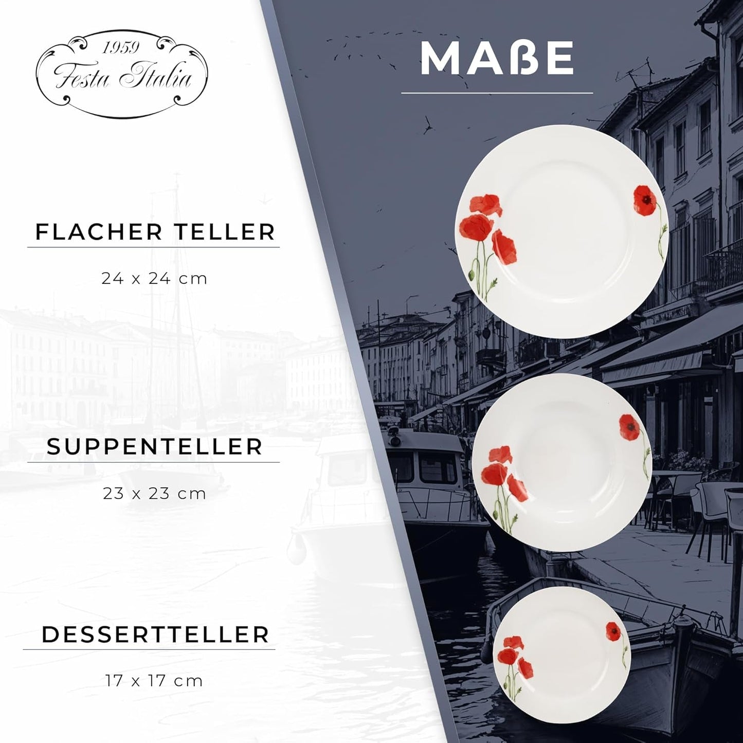 Sada nádobí pro 6 - 18 kusů - Porcelánová sada nádobí - Sada bílého nádobí - Sada mís a talířů - Moderní nádobí - Talíře - Obsluha - Sada nádobí pro 6